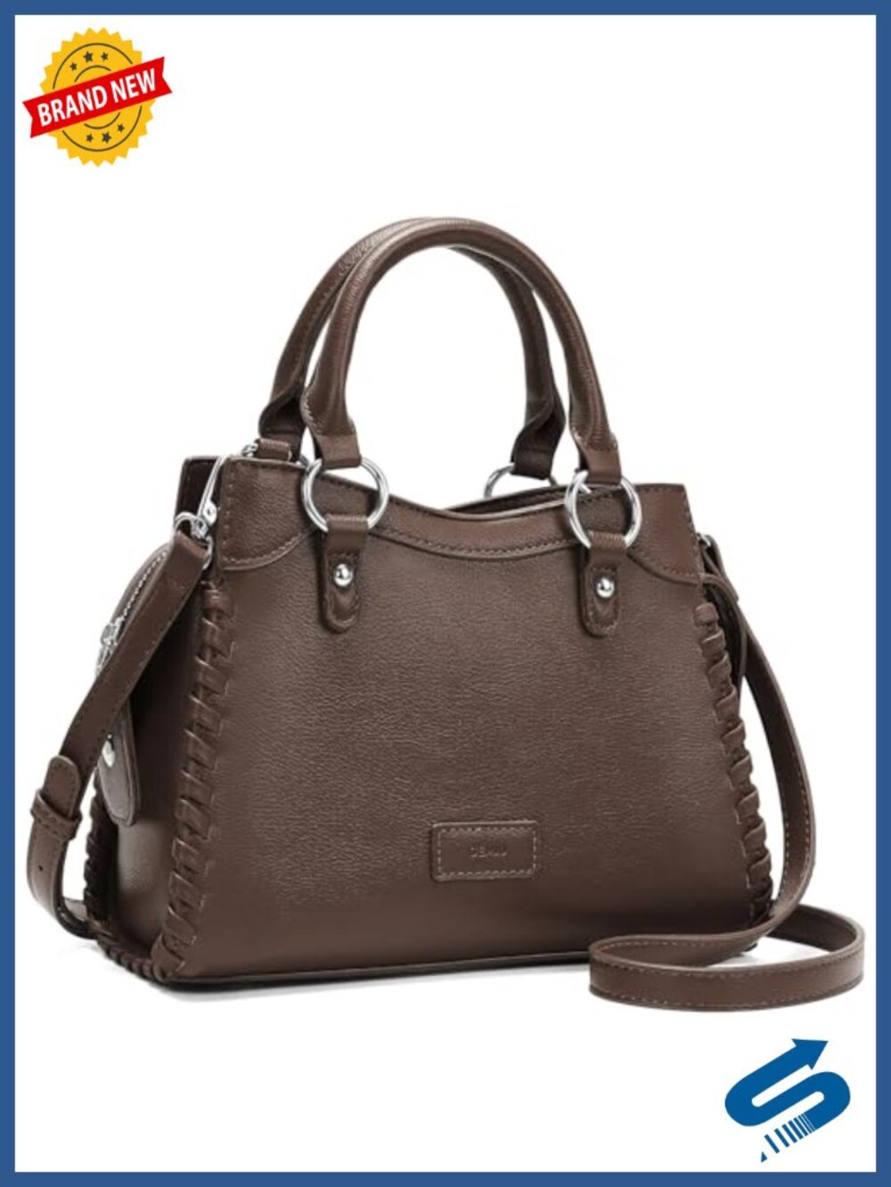 GEMIU Vegan Leather Woven Crossbody Purse with Braided Trim & Detachable Strap - Picture 1 of 6